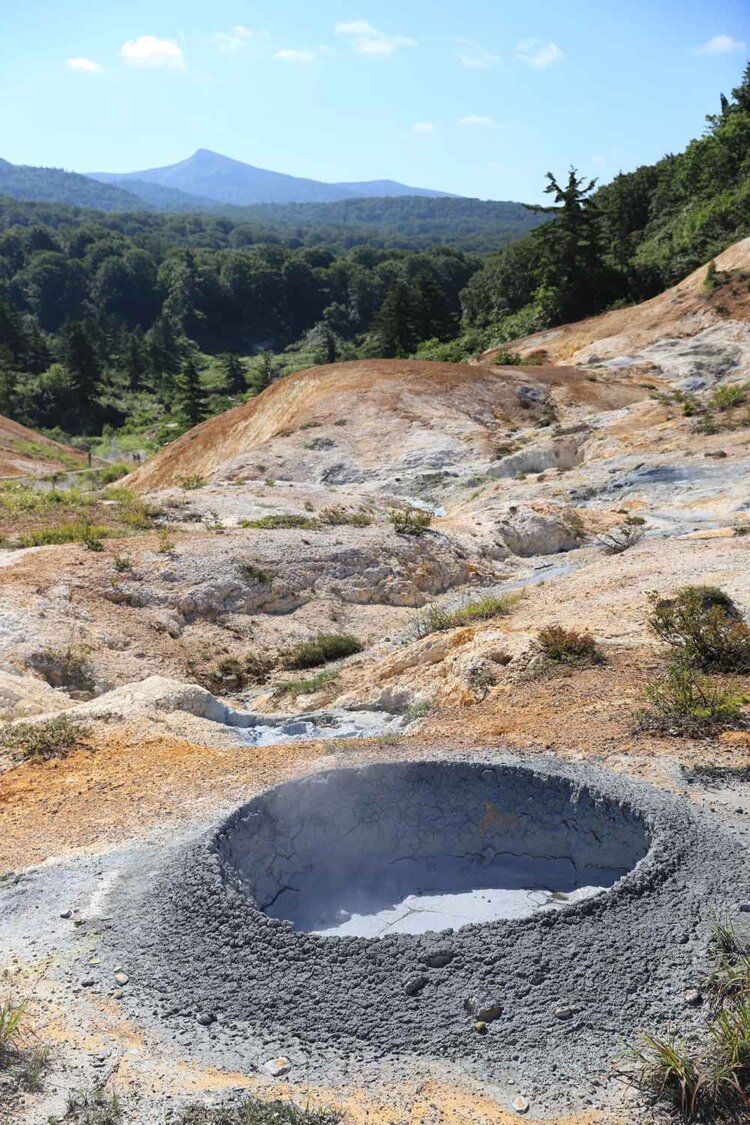 後生掛自然研究路から八幡平の山並みを遠望。