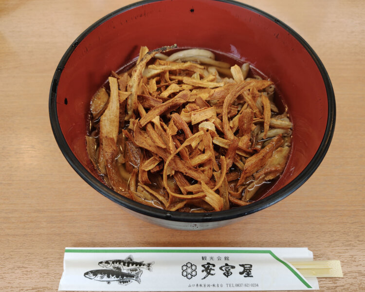 ごぼう麺。トッピングのごぼうのから揚げもパリパリ。