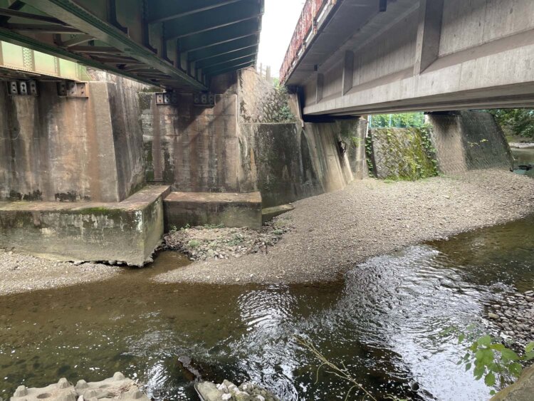 橋梁の下を流れる柳瀬川。