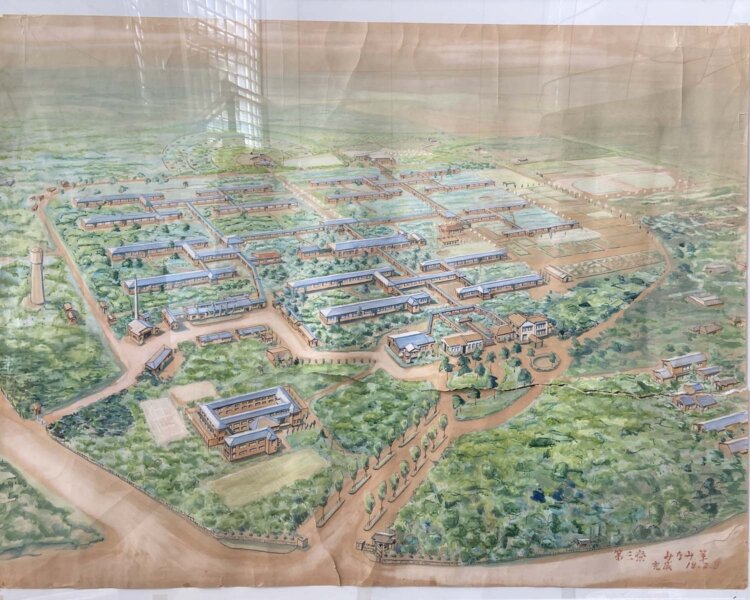 傷痍軍人東京療養所を描いた絵。上記の地図と絵は、今回取材ということで特別に見せていただいたもの。