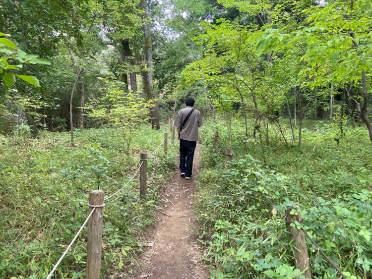 オオスズメバチが出くわさないかビクビクしながら歩く筆者。