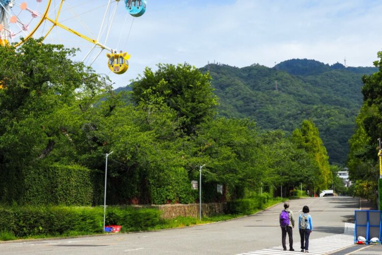 スタートしてすぐの王子公園は神戸市民憩いの場。